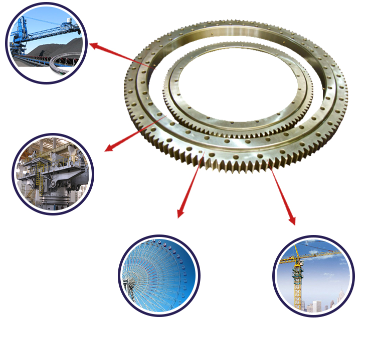 four point contact slewing ring bearing with external gear for rotatory machinery